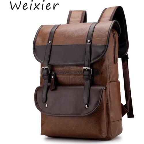 Мужские кожаные рюкзаки Weixier China At AliExpress