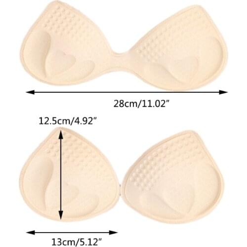 Y166 Womens Bionic Latex Bra Pads Cups Inserts Thicken Sponge Reusable Triangle Breast Cushion Breathable Swimsuit Push-Up
