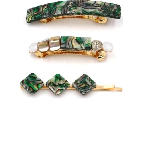 Fashion Acrylic Sheet Hair Clip Cool Spring Clip Long Clip Three-Piece Headwear