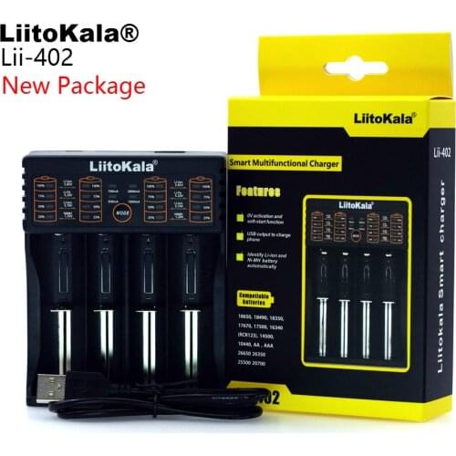 LiitoKala Lii-100 lii-202 Lii-402 1.2 V / 3 V / 3.7 V / 4.25V 18650/26650/18350/16340/18500/AA/AAA NiMH lithium battery charger