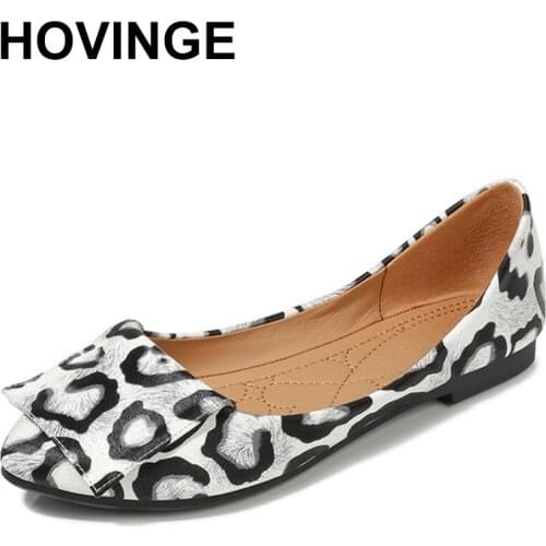 HOVINGE Casual Women Shallow Mouth Floral Shoes Plus Size 36-46 Women Shoes Woman Shoes Flats Autumn New Shoes