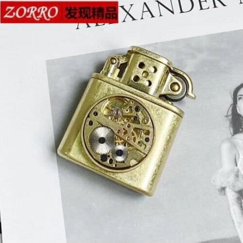 Zorro old nine gate kerosene lighter copper color Shoushoushoushou lowen handmade brass creative wind-proof lowen