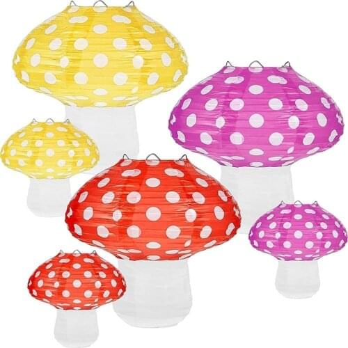 1pcs Mushroom Shaped Paper Lanterns for Birthday Party Decor Hanging 3D Mushroom Ornament Backdrop Baby Shower Garden Decoration