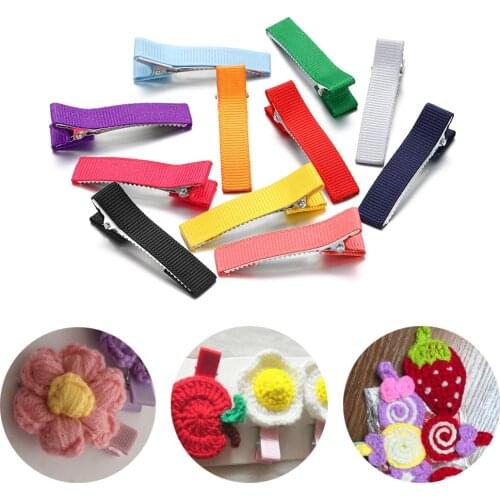 10pcs/lot Metal Fabric Hairpins Colorful Flat Blank Single Prong Alligator Teeth Hair Clips Barrettes For DIY Jewelry Making
