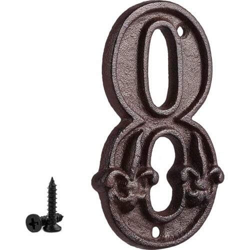 12cm Cast Iron House Numbers with Fleur De Lis Design Vintage DIY Door Address Door Gate Numbers House Sign Number #8