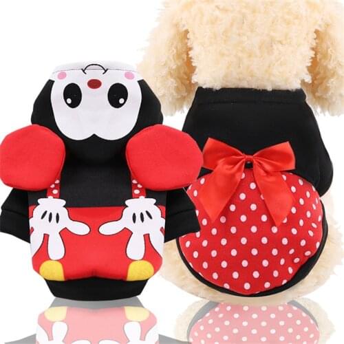 2020 Cartoon Mouse Couples Dog Clothes Cat Dog Soft Hoodies Shirt Pet ClothesWith Bow New Year Christmas Pet Baby Clothes