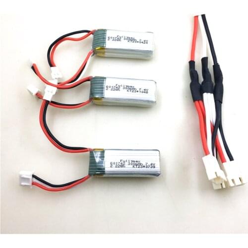 3PCS 7.4V 300mAh Battery +Charger Line For XK A600 RC Airplane Spare Parts WLtoys F959 / XK A430 Airplane Accessories