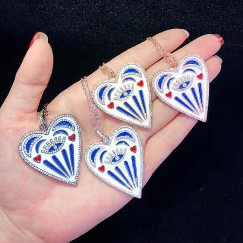 3PCS ZYZ-N0088 Fashion CZ Micro Paved necklace enamel heart shape pendant necklace beautiful jewelry for women