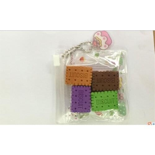 4 pcs a set Article 4 Rooms Game Fun Food Rubber pencil eraser cookie eraser sponge