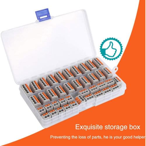40pcs/Set Fast Nylon Wire Connector Terminal Block Conductor Clamp Assortment Reusable Electrical Push In With Box Universal