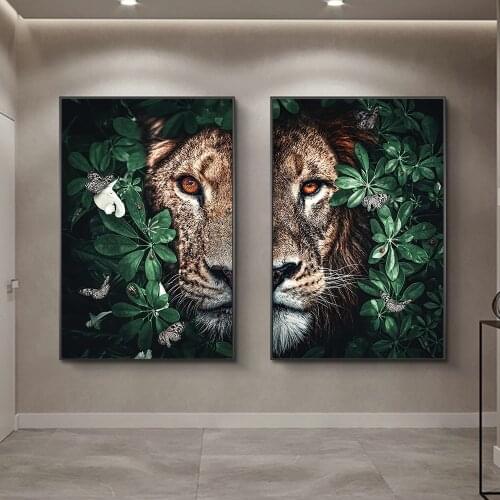 Flowers Animal Lion Tiger Abstract Canvas Painting Wall Art Posters Nordic Home Decor Salon For Living Room Prints Decor Cuadros