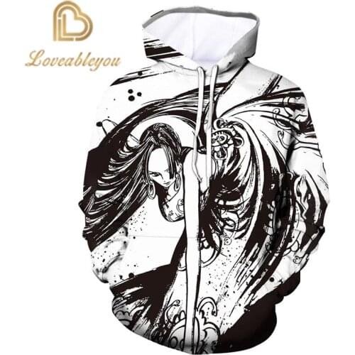Boa Hancock Anime One Piece Luffy 3D Zipper Cosplay Costume Streetwear Hoodies Sweatshirt for Men and Women