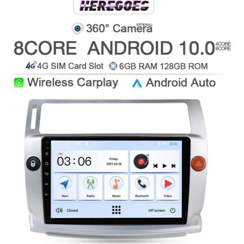 DSP Android 10 6G+128Gb Car Radio For Citroen C4 C-Triomphe C-Quatre 2004-2014 Multimedia Video Player 4G LTE GPS Wifi 2 DIN DVD