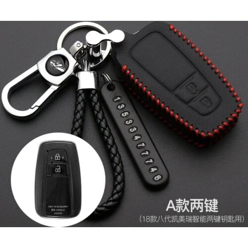Car Leather Key Holder Cover Case Shell Chain For Toyota Camry Corolla C-HR CHR Prado 2018 Key Protection