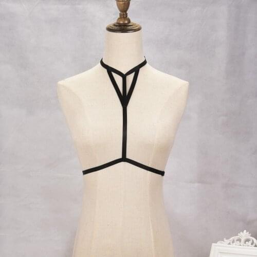 TOTASALLY womens Bikini party bodychain Fashion sexy harness Beach Elastic Bralette chain Summer Open Cage Bra Necklace