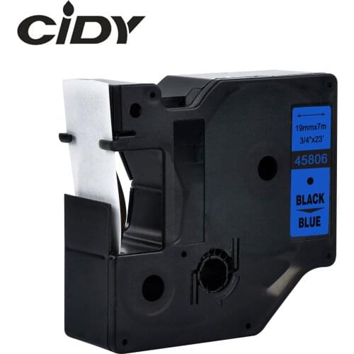 CIDY 1pcs Compatible Dymo D1 19mm Label Tape 45806 Black on blue Label Ribbons for Dymo Label Manager 160 280 210