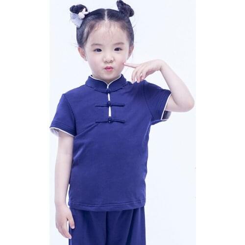 Childrens new martial arts clothes, training clothes, short sleeve Taijiquan performance clothes for boys and girls, Chinese