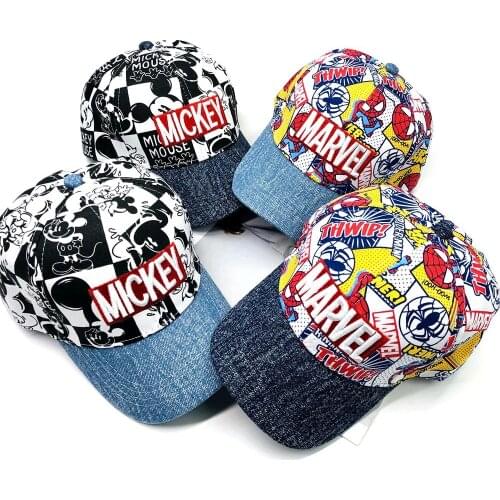Disney Marvel Spiderman Mickey Mouse Childrens baseball Cap Boy Girl Hats Marvel Mickey Minnie Baby Caps Anime Gift Toys 2-8Y