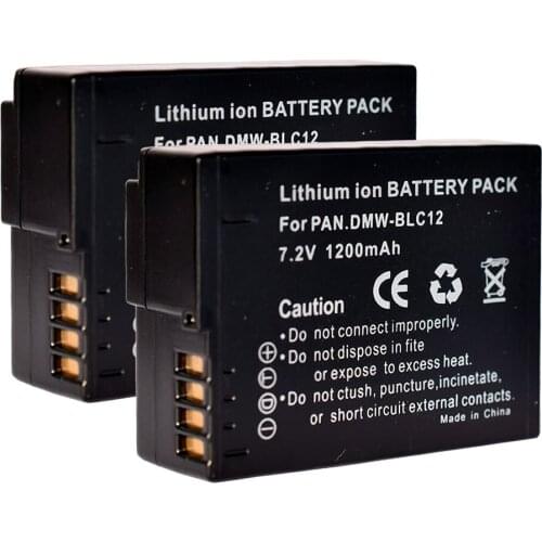 TWO(2) battery for Panasonic DMW-BLC12 E Lumix DM FZ200 BLC12 BLC12PP DMW-BLC12 | 65105 | DMC-FZ1000 FZ2000 GH2 G5 G6 G7 1200mAh