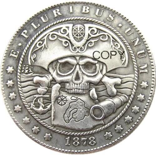 HB(14)US Hobo 1878CC Morgan Dollar skull zombie skeleton Silver Plated Copy Coins