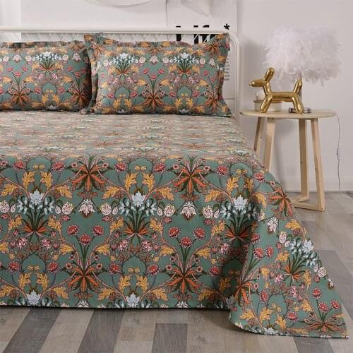 Cotton printed thick linen coarse cloth comfortable breathable thick wrinkle-resistant bed sheet four-piece sofa pillow fabrics