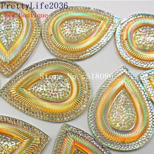 AMazing Resin Rhinestones,Yellow AB 30x40mm For Sewing Accessories Wedding Decoration Dresses Strass Crystal Stones and Crystals