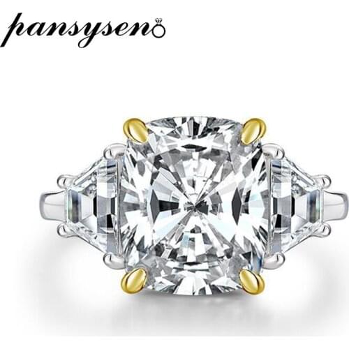 PANSYSEN Luxury 925 Sterling Silver High Carbon Diamond Sparkling Gemstone Cocktail Rings for Women Fine Jewelry Wholesale Gift