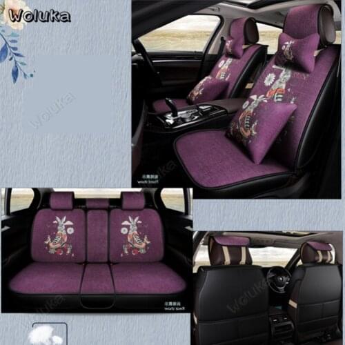 Neck Backrest Seat Cover Set Front Rear Row 5-Seater Mat Four Seasons Car Pad Universal Seat Cushion CD50 Q01