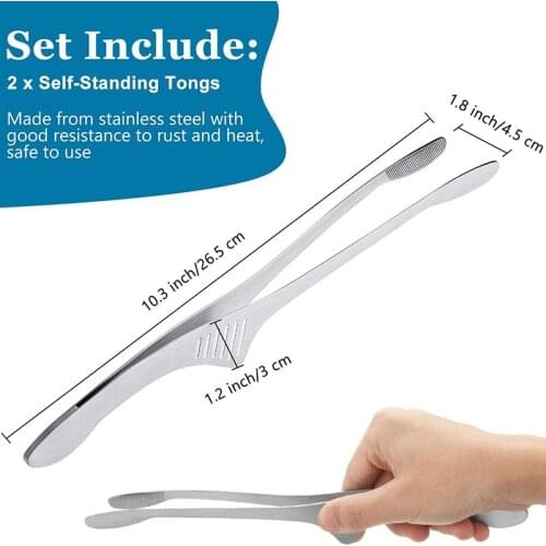 LBER Grill Tongs BBQ Tongs Kitchen Tongs for Cooking Small Oven Serving Tong with Support Stand Self-Standing Tongs (2)