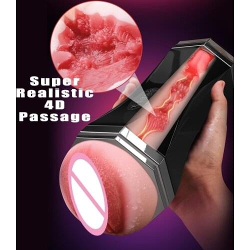 Automatic Male Masturbator Dual Channel Blowjob Pussy Sucking Realistic Vagina Sex Machine Aircraft Cup Oral Sex Toys For Men