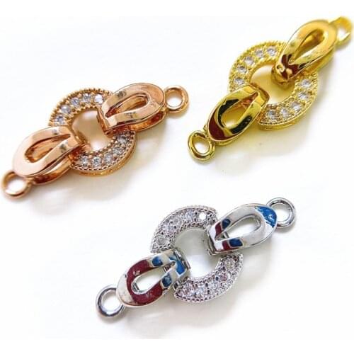 Copper Clasps 18K Gold plated DIY Pearls Jewelry Fittings Fastener Connector Clasps For DIY Gems Pearls Necklace Bracelet Clasp