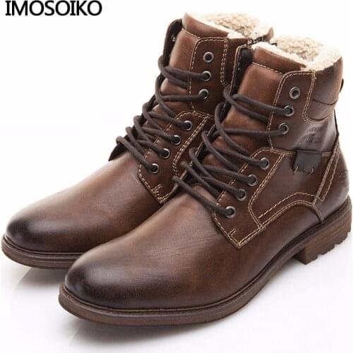 High Quality Mens Motorcycle Martin Boots Short Boots High-top Cotton Tooling Snow Boots Plus Velvet Padded Outdoor Warm Boots