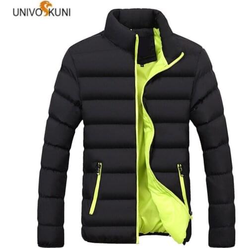 UNIVOS KUNI 2019 Mens Thick Coat Thick Padded Casual Soild Color Brand Fashion Cotton Wild Autumn Winter Big Size 5XL J618