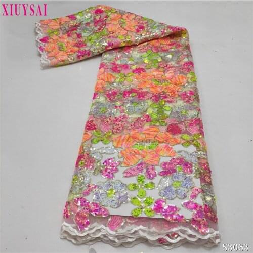 Nigerian Wedding Tulle Lace High Quality 2021 African French Net Mesh Fabric With Gold Small Sequin Fabircs