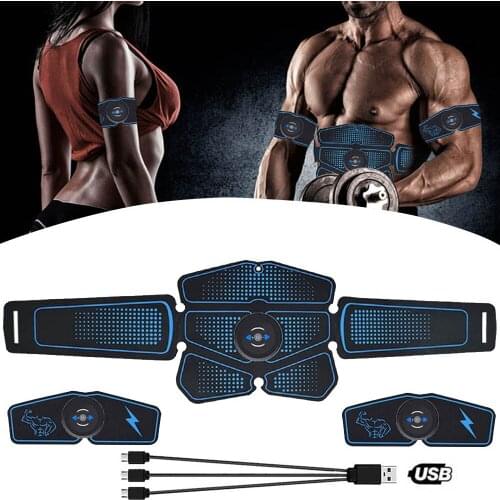 Musculation Equipement Muscle Stimulator EMS Smart Fitness Training Electric Massager Body Slimming Belt USB Recharge Home Gym