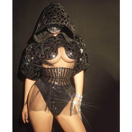 Hip Hop Rock Performance Clothes Sequins Shawl Belt Shorts 3-Pieces Set Nightclub Bar Women Singer Dancer Novelty Stage Wear