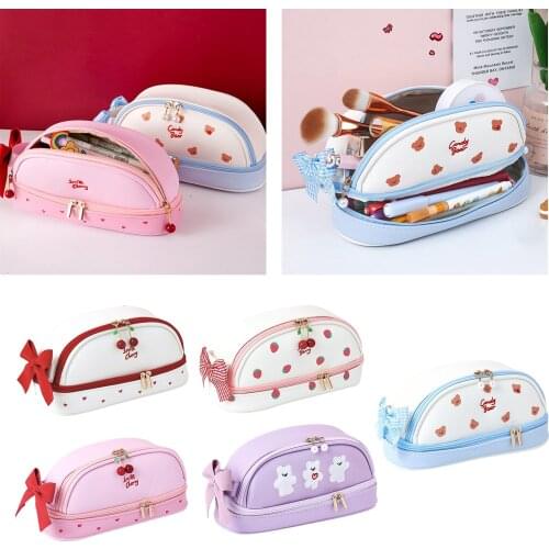 Pencil Pouch Large Capcity Pencil Pen Case PU Stationery Bag for Girls Gift Storage Bag Pouch Holder Cosmetic Makeup Bag