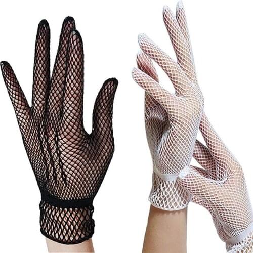 UV-proof 2018 Women Summer Driving Mesh Fishnet Gloves Nylon Solid Thin Gloves Women Mitten Gloves Performance Sexy Club Gloves