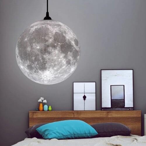 3D Print Moon Pendant Lights Novelty Creative Atmosphere Light Home Decor Living Dining Room Restaurant Bar Hanging Lighting