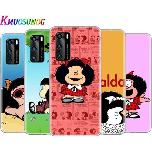 Transparent Cover Animated cute Mafalda For Huawei P40 Lite E P30 P20 P10 P9 P8 Pro Plus Lite mini 2019 Phone Case