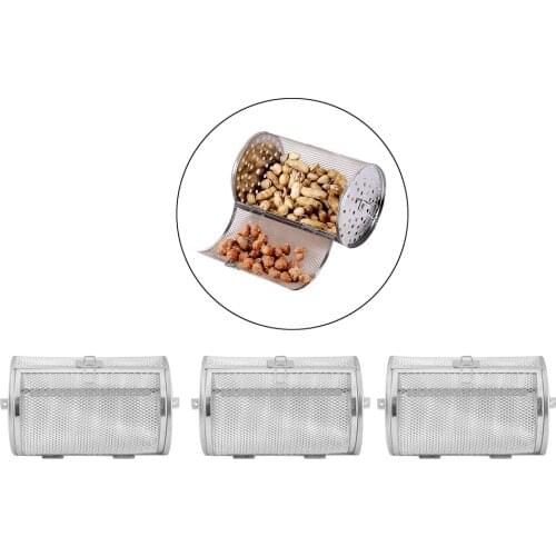 3x Stainless Steel Oven Basket Rotisserie Grill Cage For Peanuts Walnuts Almonds