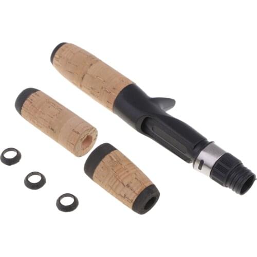 Fishing Rod Grip Cork Handle Replacement DIY Straight Handle Pole Cork Handle Set with Reel Seat