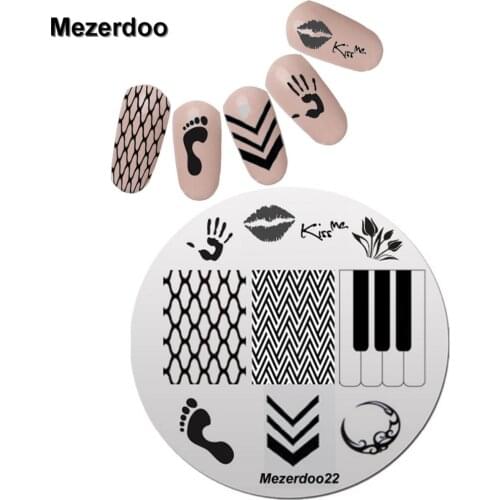 1Pc Piano Musical Theme Nail Art Stamp Stamping Kiss Palm Patterns Stainless Steel Template Image Plate Mezerdoo 22