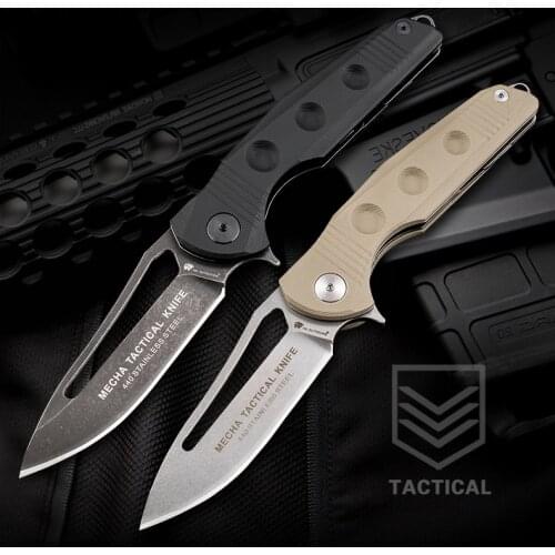 HX Outdoors G10 Flipper Folding Knife Survival Tools Hunting Tactical knives , 440c Blade, 58HRC ,G10+Steel Handle Dropshipping