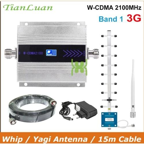 TianLuan Mini W-CDMA 2100Mhz Mobile Phone Signal Booster WCDMA 3G Signal Repeater Amplifier + Whip / Yagi Antenna with 15m Cable
