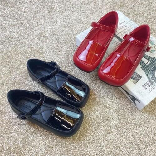 New girls Leather Shoes Casual Girls spring Autumn Kids Shoes Childrens Black Red size 23-33 Leather soft bottom Flats