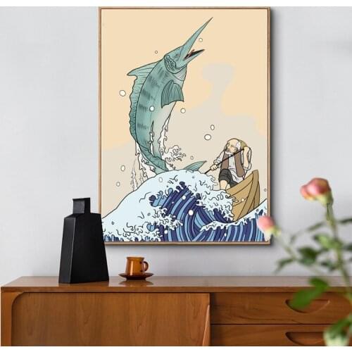 Japanese Ukiyoe Vintage Wall Art Poster Print The Great Wave Abstract Canvas Painting Nordic Decoration Picture for Living Room
