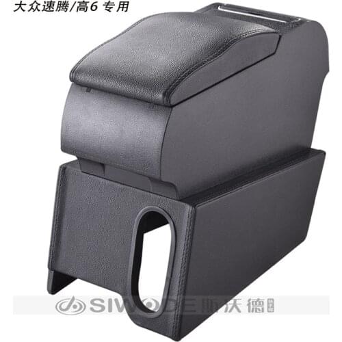 Free Punch Wooden Pu Leather Special Car Armrest Box with 4 USB Hole for Volkswagen Golf 6 Multifunctional Car Hand Box