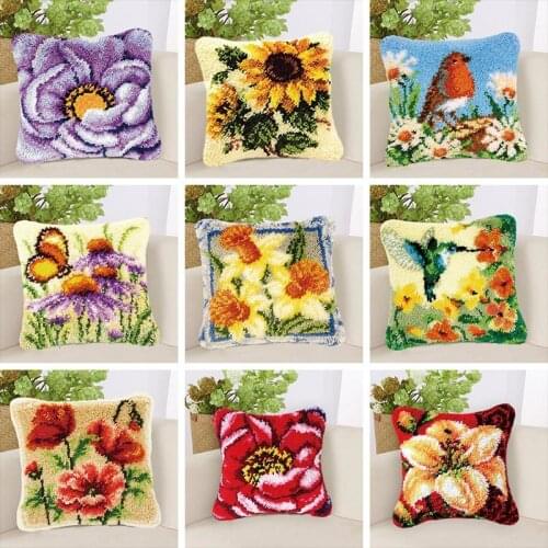 Latch Hook Cushion Knooppakket Knoopkussen Foamiran For Needlework Latch Hook Pillowcase Embroidery DIY Cross Stitch 37/43/50 Cm