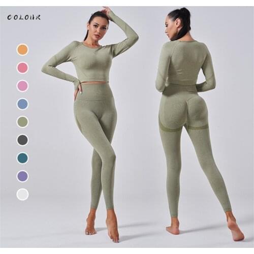 Workout Clothes for Women 2 Piece Sets Womens Outfits Gym Yoga Set Active Wear Female Fitness Seamless Bike Shorts Plus Size